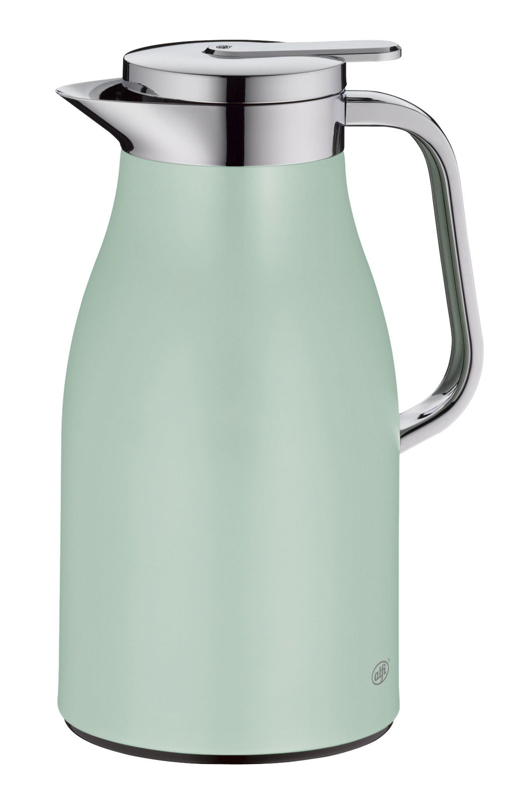 Isolierkanne Skyline in mintgrün mit glänzendem Edelstahlgriff und -deckel, seitliche Perspektive