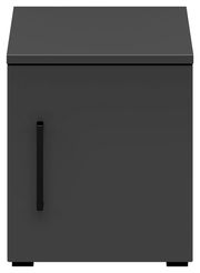 Grauer Aufsatzschrank mit schwarzem Griff, Frontalansicht