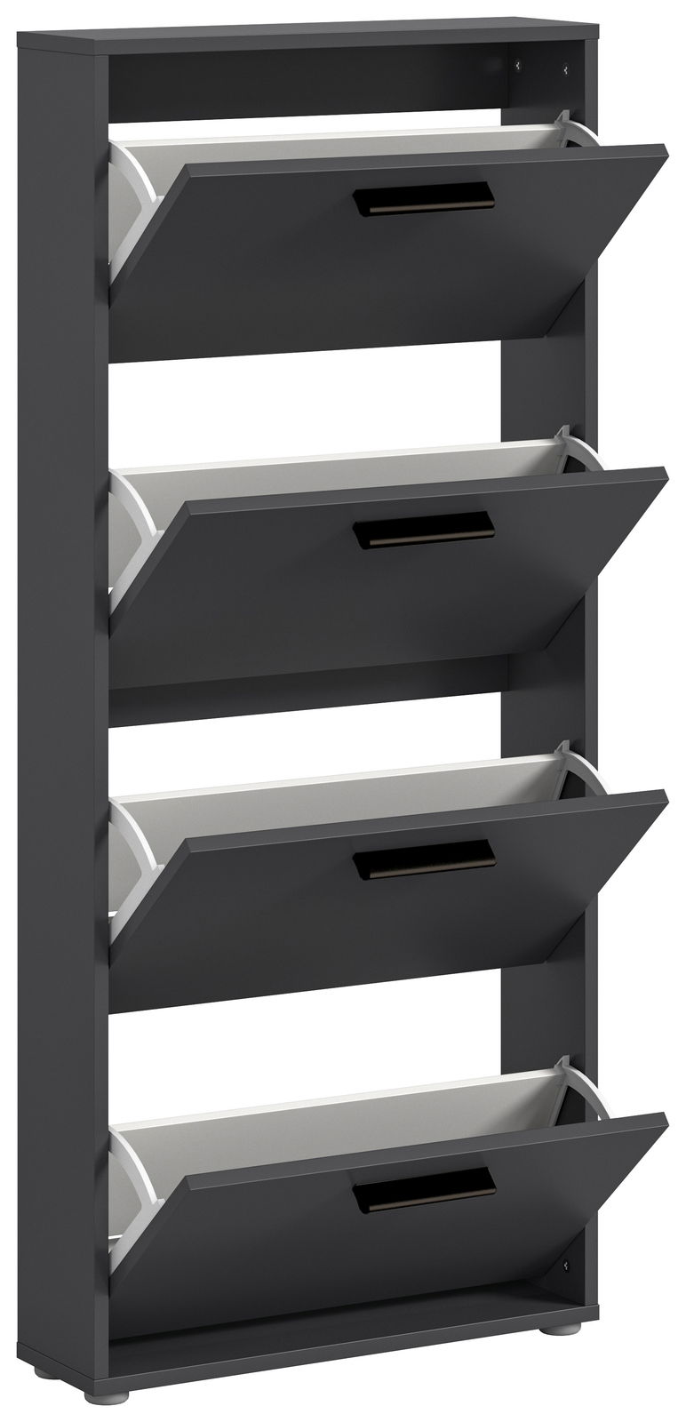 Schuhkipper mit vier Klappen in dunkler Farbe, seitliche Perspektive