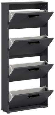 Schuhkipper mit vier Klappen in dunkler Farbe, seitliche Perspektive