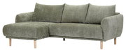 Grünes Ecksofa mit linker Ottomane, Vorderansicht