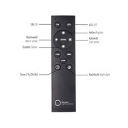 Fernbedienung für LED-Pendelleuchte mit verschiedenen Lichtmodi und Timer, Vorderansicht.