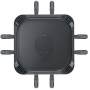 Draufsicht auf ein quadratisches, rauchfreies Raclette-Gerät mit acht Pfännchenhaltern.