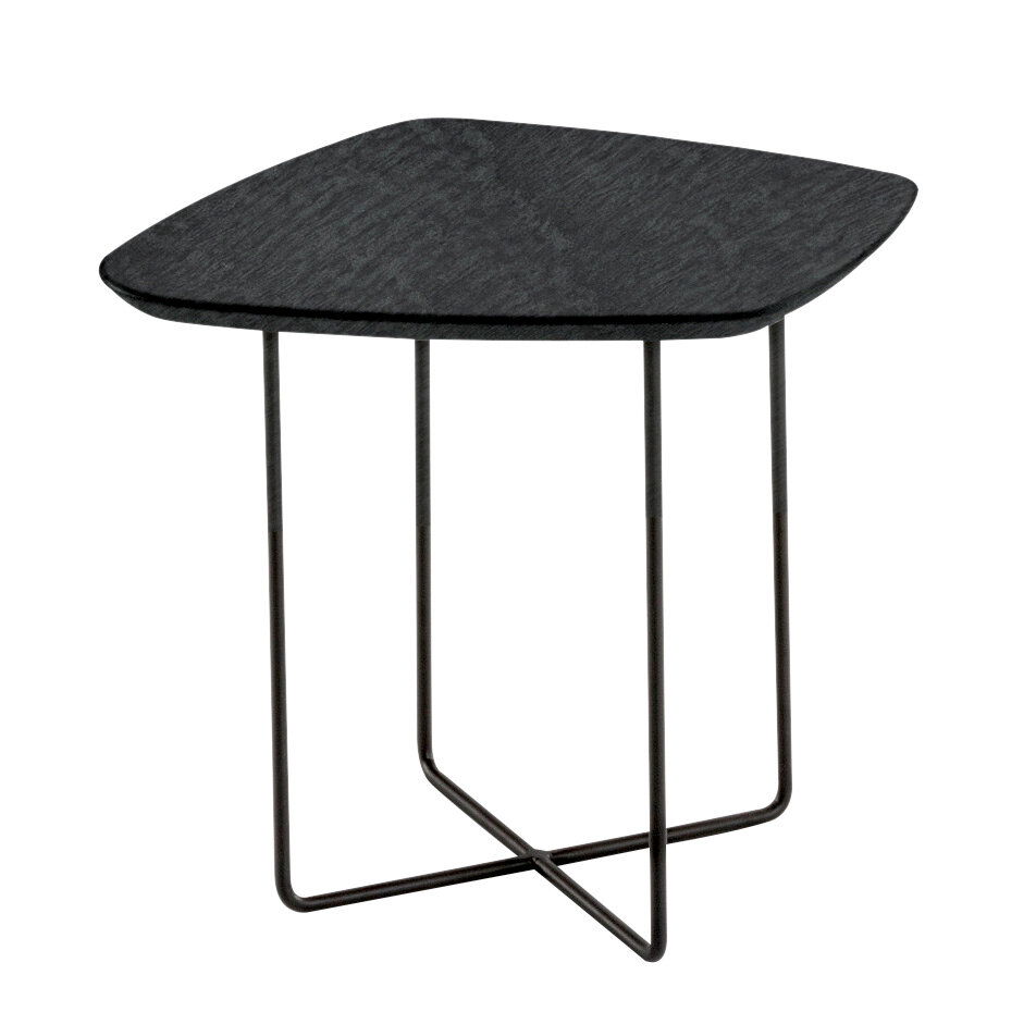 Zurbrüggen Beistelltisch SOFT Moderner Beistelltisch mit schwarzer, unregelmäßig geformter Tischplatte und filigranem Metallgestell, seitliche Perspektive