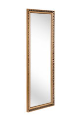Rechteckiger Spiegel mit reich verziertem goldfarbenem Rahmen, seitliche Perspektive