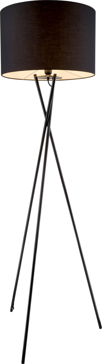 Globo Lighting Stehleuchte GUSTAV Moderne Stehleuchte mit dreibeinigem Stativ und schwarzem Lampenschirm, seitliche Perspektive