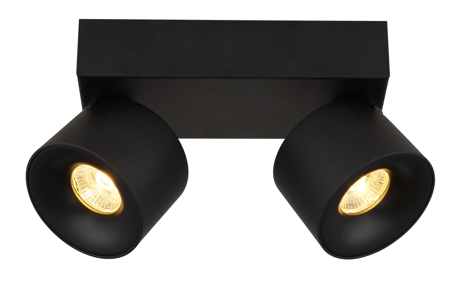 Schwarzer LED Strahler mit zwei verstellbaren Leuchten, Ansicht von unten