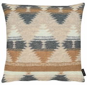 Kissenhülle mit geometrischem Muster in Erdtönen, Vorderansicht