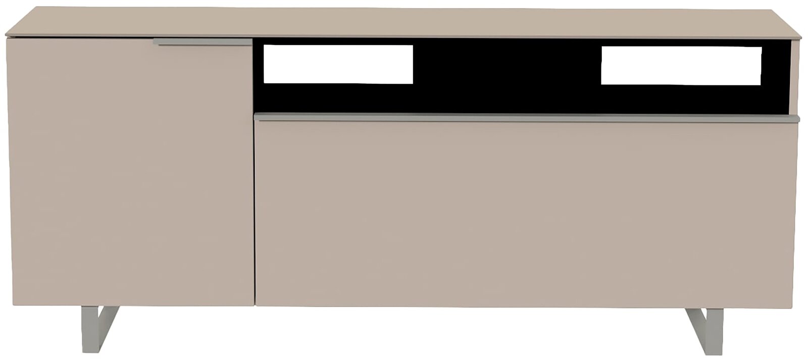 Moderano TV-Lowboard BORMIO TV-Lowboard in beige mit zwei Türen und offenen Fächern, frontale Ansicht
