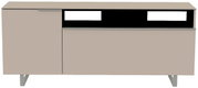 TV-Lowboard in beige mit zwei Türen und offenen Fächern, frontale Ansicht