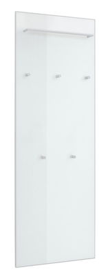 XL-Garderobenpaneel flach aus Glas mit mehreren Haken und einer Ablage, seitliche Perspektive