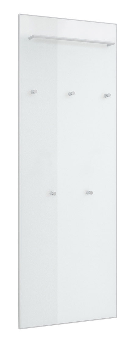 VOSS XL-Garderobenpaneel flach VORTINA XL-Garderobenpaneel flach aus Glas mit mehreren Haken und einer Ablage, seitliche Perspektive