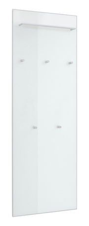 XL-Garderobenpaneel flach aus Glas mit mehreren Haken und einer Ablage, seitliche Perspektive