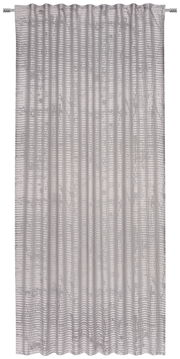 Fertigvorhang Giovanna 140x245 in grauem Design mit feinem Muster, frontal aufgenommen.