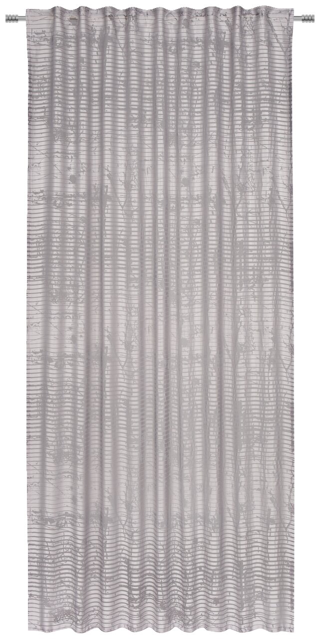Fertigvorhang Giovanna 140x245 in grauem Design mit feinem Muster, frontal aufgenommen.