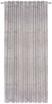 Fertigvorhang Giovanna 140x245 in grauem Design mit feinem Muster, frontal aufgenommen.