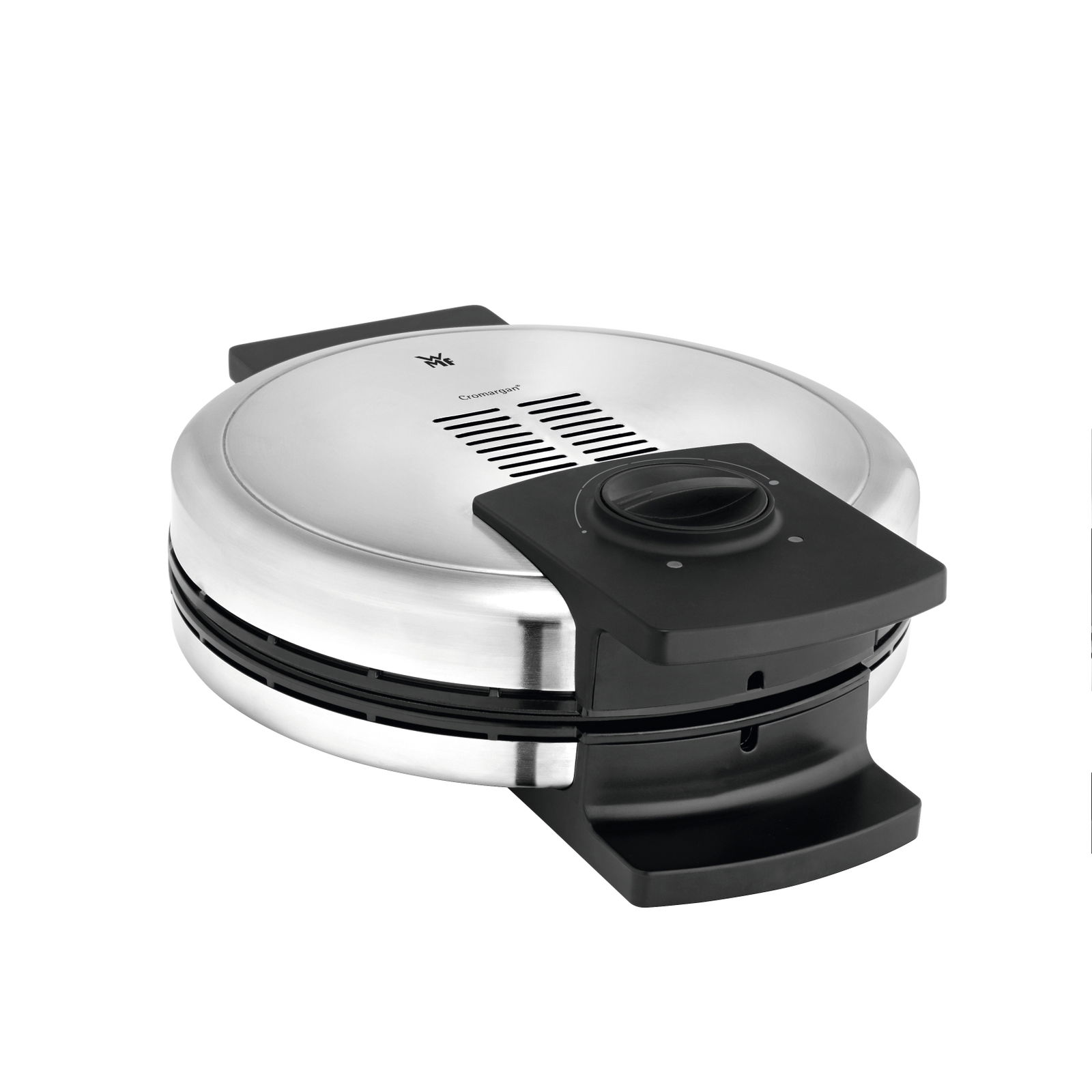 Waffeleisen Lono aus Edelstahl, seitliche Perspektive