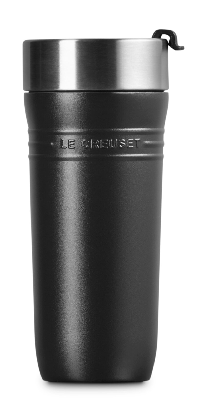 Schwarzer Thermobecher 350ml von Le Creuset, Vorderansicht