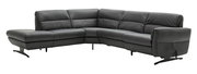 Ecksofa SALERNO in dunklem Leder, perspektivische Ansicht von vorne links