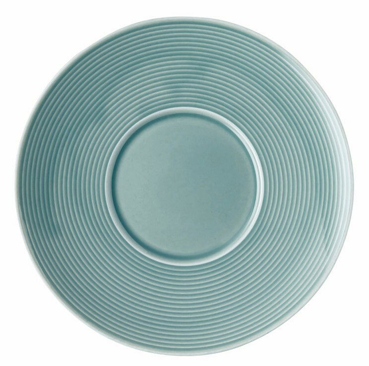 Thomas Untertasse LOFT COLOUR Kaffee-Untertasse in Türkis, von oben betrachtet, mit geriffeltem Randdesign.