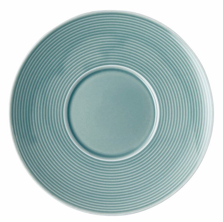 Thomas Untertasse LOFT COLOUR Kaffee-Untertasse in Türkis, von oben betrachtet, mit geriffeltem Randdesign.