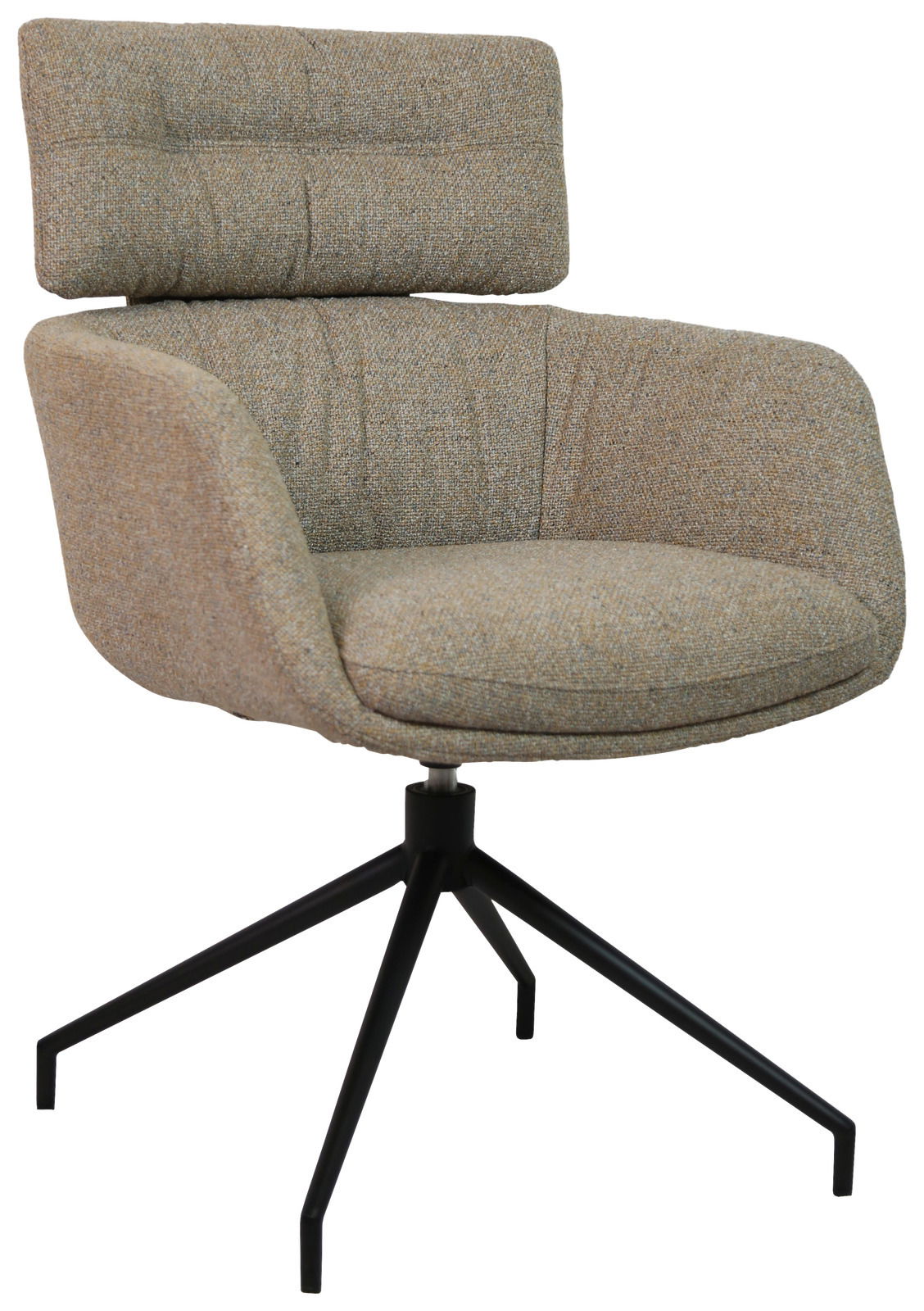 Dieter Knoll Armlehnstuhl PABLO Moderner Armlehnstuhl mit gepolstertem Sitz und Rückenlehne, auf schwarzem Metallgestell, seitliche Perspektive