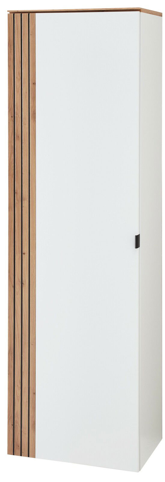 Voleo Garderoben-Hängeschrank DIANA Moderner Garderoben-Hängeschrank in Weiß mit Holzdetails, Frontalansicht