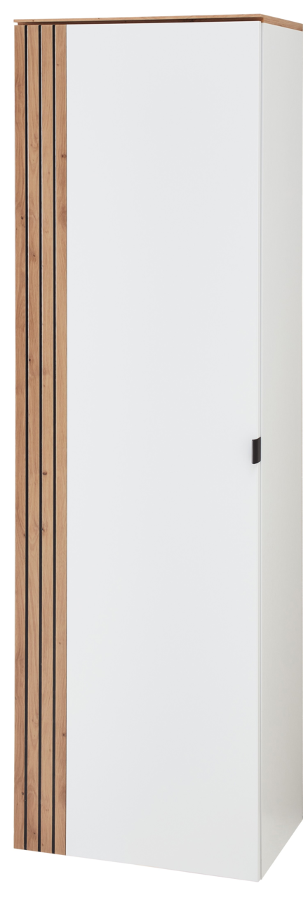 Voleo Garderoben-Hängeschrank DIANA Moderner Garderoben-Hängeschrank in Weiß mit Holzdetails, Frontalansicht