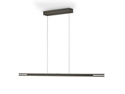 Moderne LED-Pendelleuchte BEN in rechteckiger Form, hängend von der Decke, seitliche Perspektive.