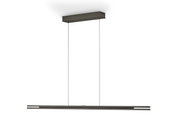 Moderne LED-Pendelleuchte BEN in rechteckiger Form, hängend von der Decke, seitliche Perspektive.