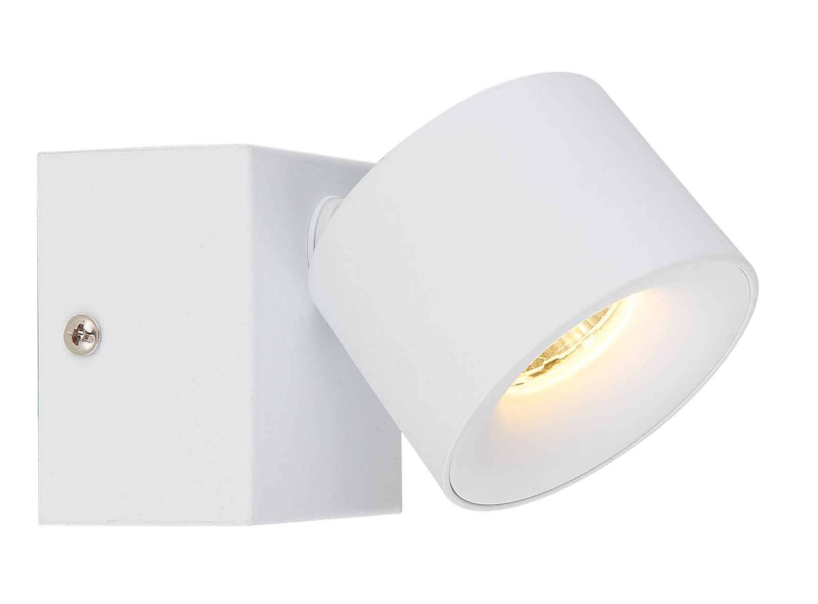 Weißer LED Strahler mit modernem Design, seitliche Perspektive