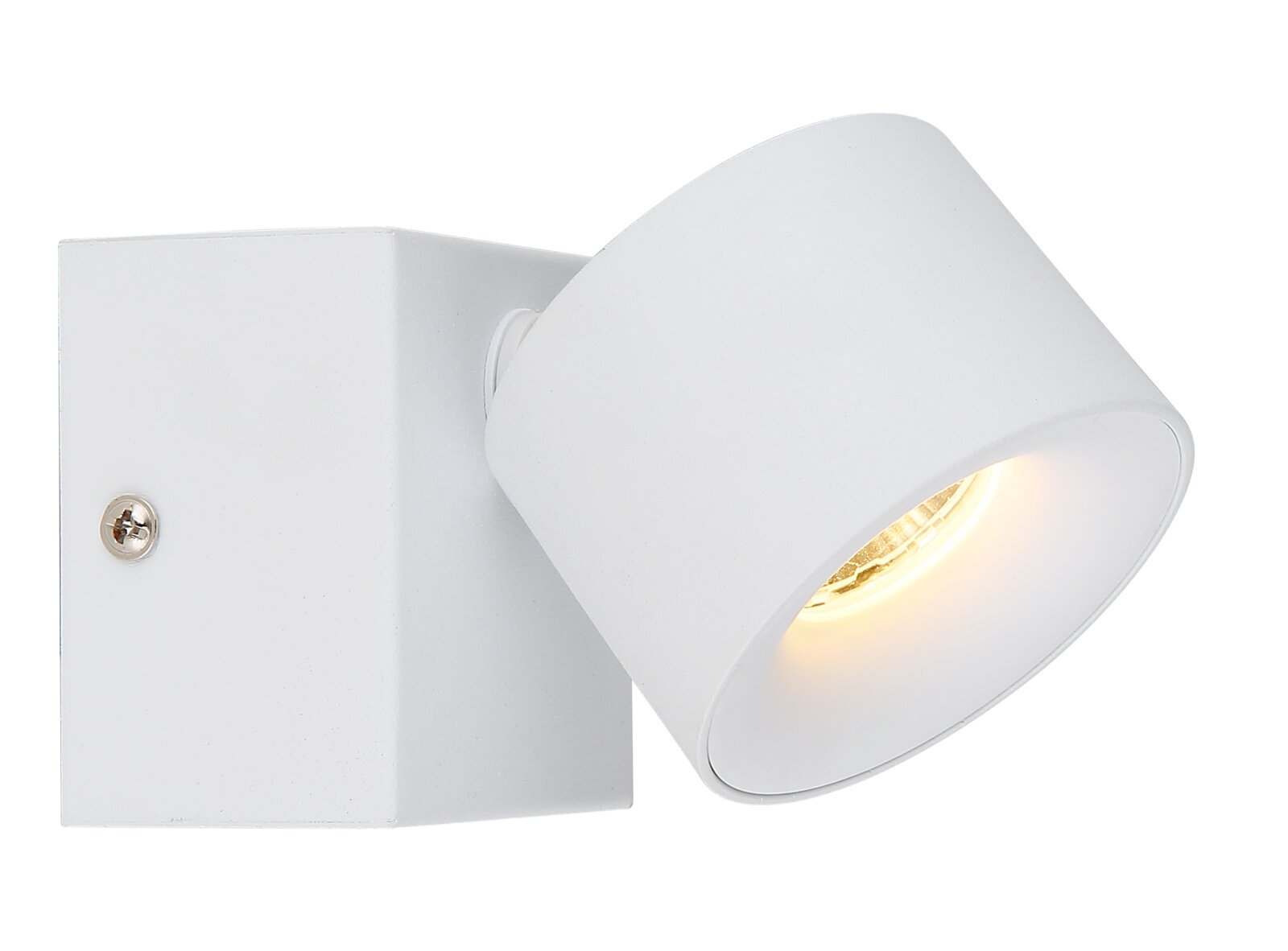 Weißer LED Strahler mit modernem Design, seitliche Perspektive