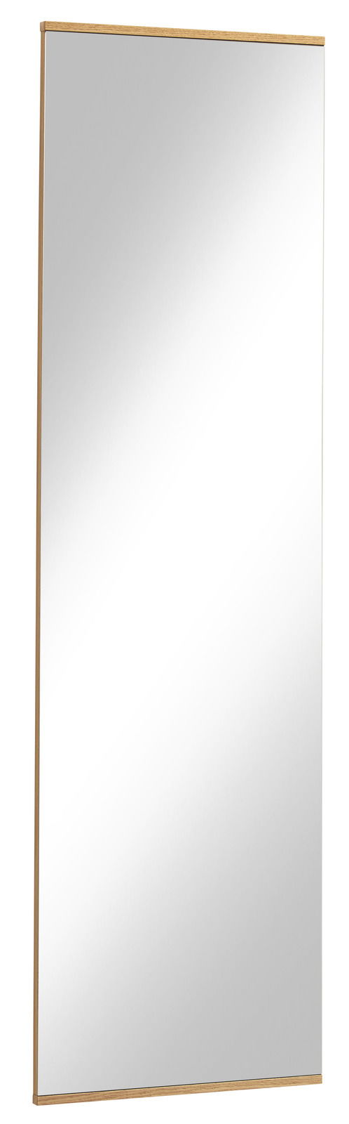 Rechteckiger Spiegel mit schmalem Holzrahmen, seitliche Perspektive