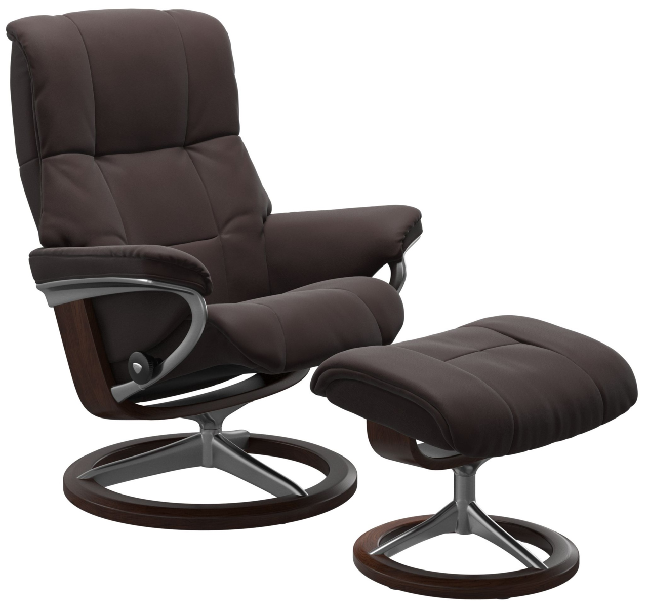 Stressless Hocker RENO Bequemer brauner Sessel mit passendem Hocker, seitliche Perspektive