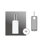 Zylindrischer Dekoschirm Raja in Weiß, hängend von der Seite betrachtet, mit glänzendem Metallabschluss.