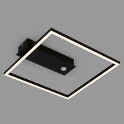 Moderne LED Deckenleuchte mit Sensor, quadratisches Design, schwarze Farbe, seitliche Perspektive