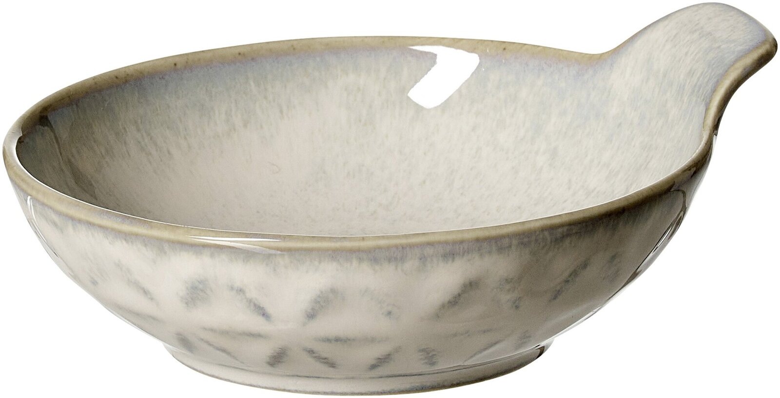 Ritzenhoff & Breker Schale TROMS Keramikschale Troms mit Griff, seitliche Perspektive, cremefarben mit dezentem Muster