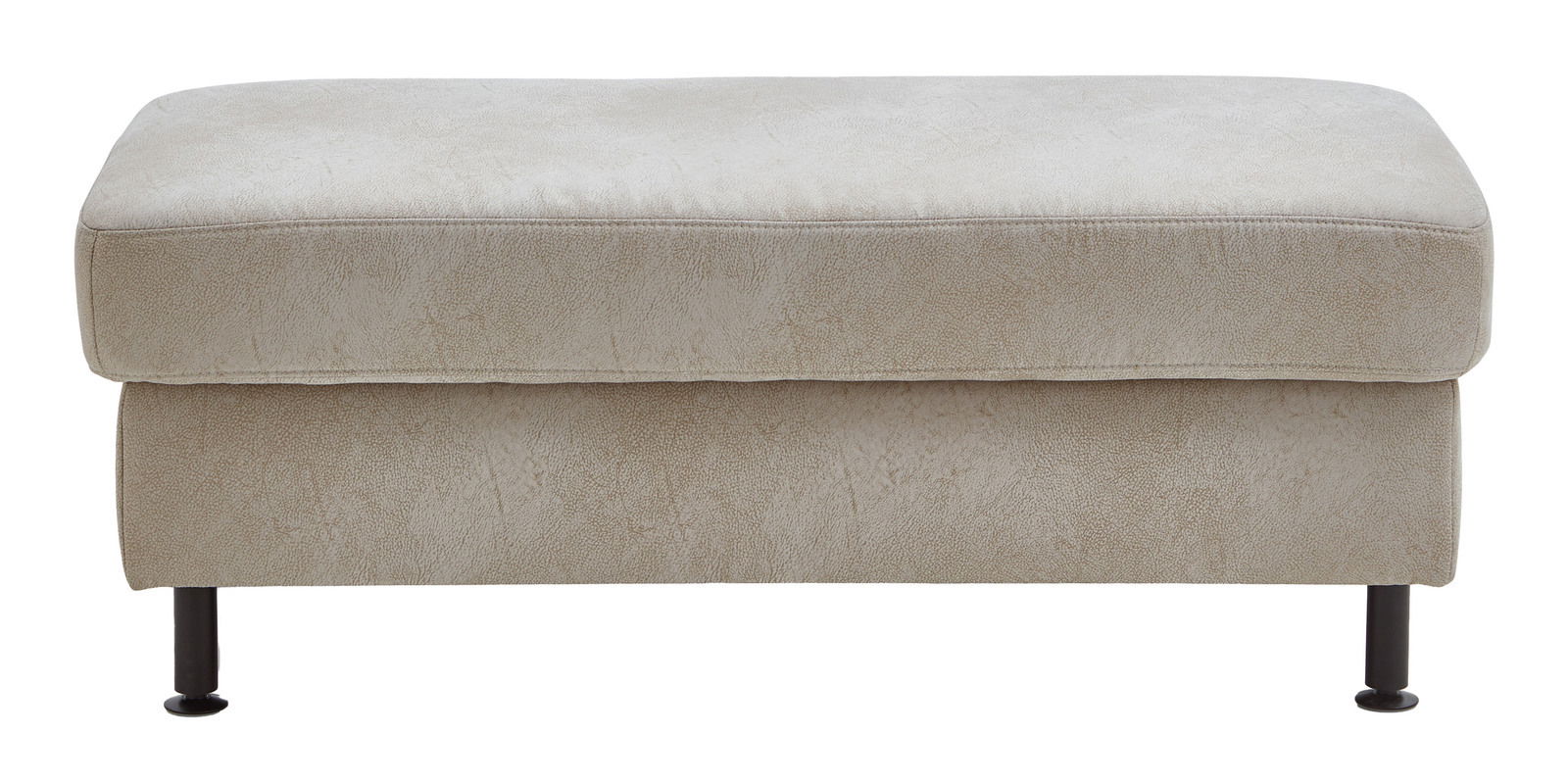 Beiger XXL Hocker mit schwarzem Metallgestell, Frontalansicht