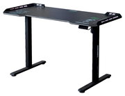 Moderner Gaming-Tisch mit LED-Beleuchtung und ergonomischem Design, seitliche Perspektive