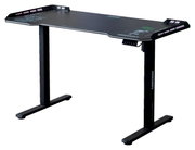 Moderner Gaming-Tisch mit LED-Beleuchtung und ergonomischem Design, seitliche Perspektive