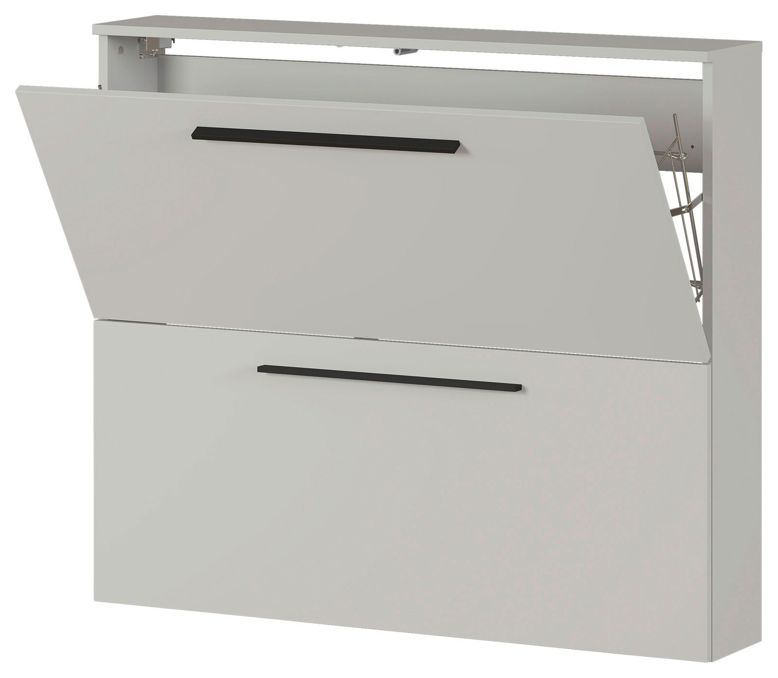 Schuhschrank Germania Serie UBBE in Weiß mit zwei Klappen, seitliche Perspektive