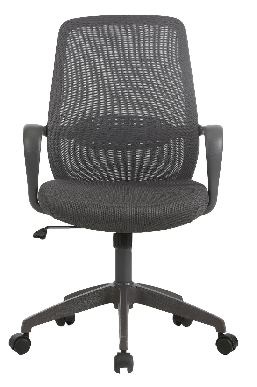 Ergonomischer Drehstuhl mit Netzrückenlehne und Armlehnen, Vorderansicht