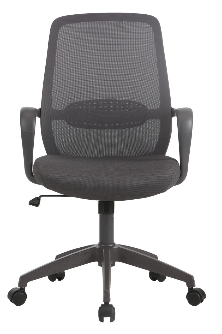 Ergonomischer Drehstuhl mit Netzrückenlehne und Armlehnen, Vorderansicht