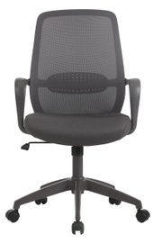 Ergonomische draaistoel met rugleuning van gaas en armleuningen, vooraanzicht