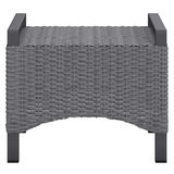 Grauer Hocker aus geflochtenem Material, Vorderansicht