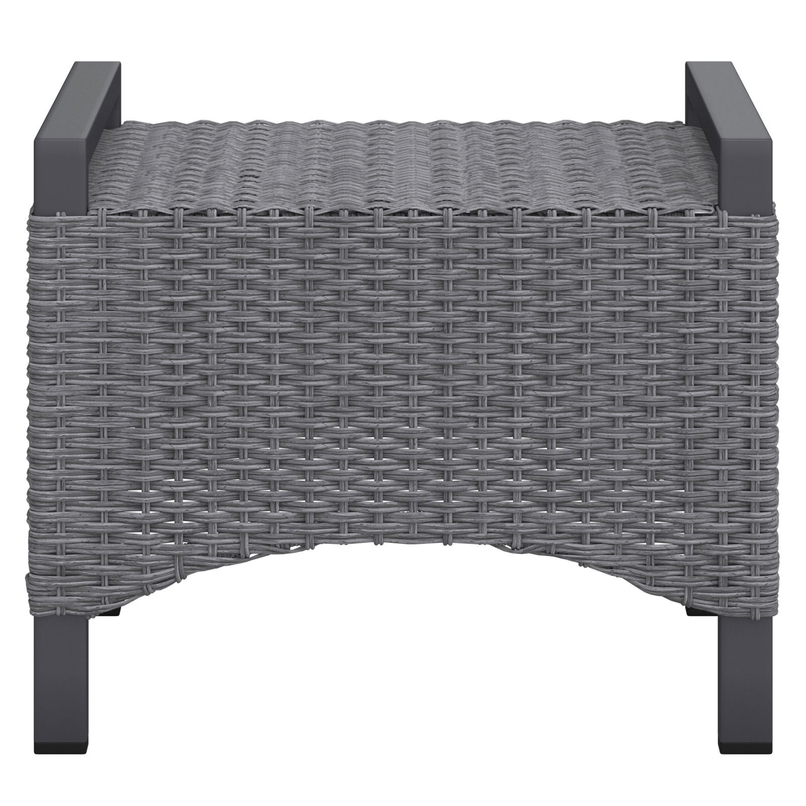 Grauer Hocker aus geflochtenem Material, Vorderansicht