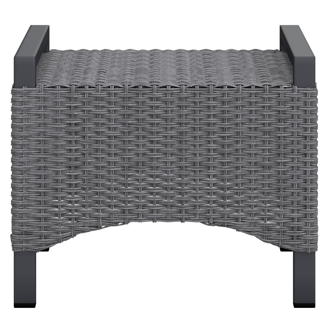 Grauer Hocker aus geflochtenem Material, Vorderansicht