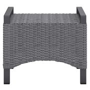 Grauer Hocker aus geflochtenem Material, Vorderansicht