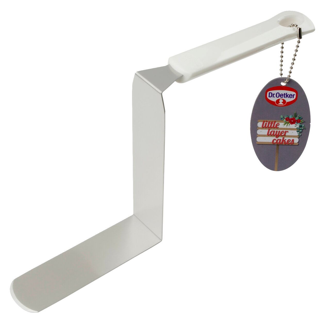 Winkelpalette extra hoch 24cm mit weißem Griff und Etikett, seitliche Perspektive