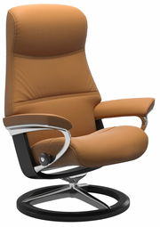 Bequemer Stressless Einzelsessel PHILIP in braunem Leder mit modernem Design, seitliche Perspektive